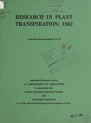 Research in plant transpiration, 1962 by James E. Pallas