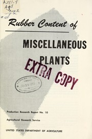 Cover of: Rubber content of miscellaneous plants