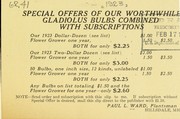 Special offers of our worthwhile gladiolus bulbs combined with subscriptions by Paul L. Ward (Firm)