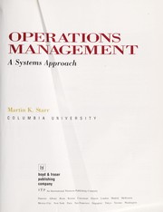 Cover of: Operations management by Martin Kenneth Starr