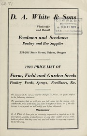Cover of: 1923 price list of farm, field and garden seeds by D.A. White and Sons