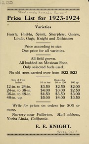 Price list for 1923-1924 by E.E. Knight (Firm)