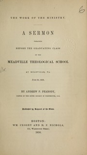 Cover of: The work of the ministry | Peabody, Andrew P.