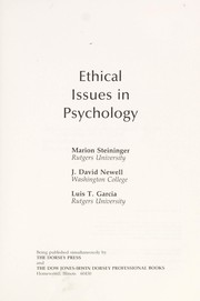 Cover of: Ethical issues in psychology by Marion Steininger, Marion Steininger