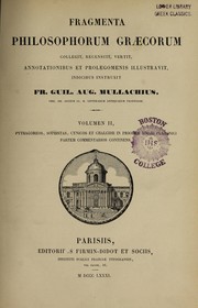Cover of: Fragmenta philosophorum graecorum.