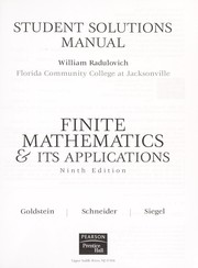 Cover of: Student's solutions manual [to accompany] finite mathematics & its applications, 9th ed by William Radulovich