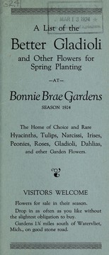 Cover of: A list of the better gladioli and other flowers for spring planting at Bonnie Brae Gardens by Bonnie Brae Gardens