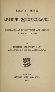 Cover of: Selected essays of Arthur Schopenhauer by Arthur Schopenhauer