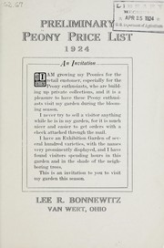 Cover of: Preliminary peony price list: 1924