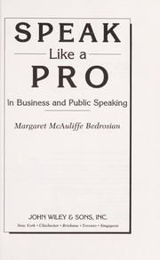 Cover of: Speak like a pro in business and public speaking
