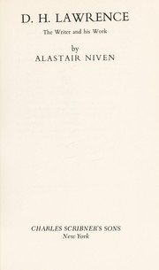 Cover of: D. H. Lawrence, the writer and his work by Alastair Niven