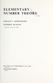 Cover of: Elementary number theory by Efraim P. Armendáriz