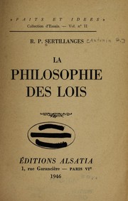 Cover of: La philosophie des lois