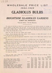 Cover of: Wholesale price list 1924-1925: gladiolus bulbs