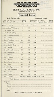 Cover of: Special lots by Bill's Glad Farms, Inc