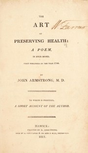 Cover of: The art of preserving health; a poem. In 4 books