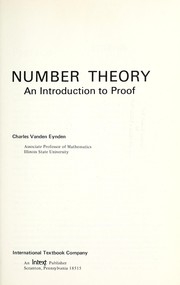 Cover of: Number theory: an introduction to proof.
