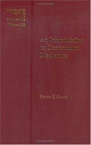 Cover of: An introduction to continuum mechanics by Morton E. Gurtin