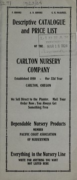 Cover of: Descriptive catalogue and price list of Carlton Nursery Company by Carlton Nursery Company