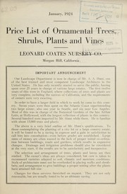 Cover of: Price list of ornamental trees, shrubs, plants and vines: January 1924