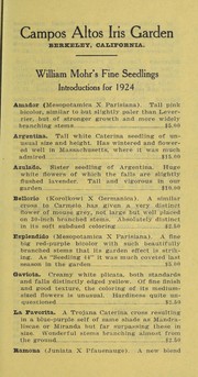Cover of: William Mohr fine seedlings introductions for 1924 | Campos Altos Iris Garden
