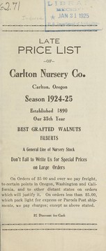 Cover of: Late price list of Carlton Nursery Co: season 1924-25
