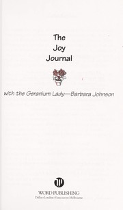 Cover of: Joy journal : with the geranium lady by 