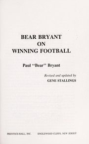 Cover of: Bear Bryant on winning football