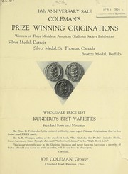 Cover of: 10th anniversary sale: Coleman's prize winning originations