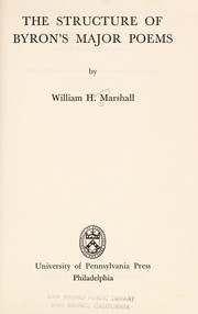 Cover of: The structure of Byron's major poems.
