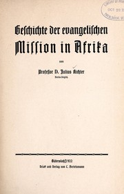 Cover of: Geschichte der evangelischen Mission in Afrika