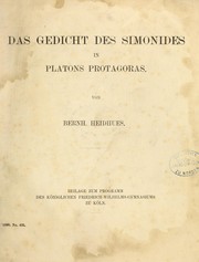 Das Gedicht des Simonides in Platons Protagoras by Bernhard Heidhues