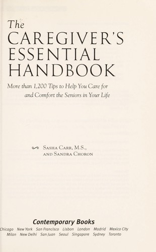 The Caregiver's Essential Handbook By Sasha Carr | Open Library