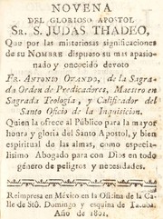 Cover of: Novena del glorioso apostol Sr. S. Judas Thadeo ...