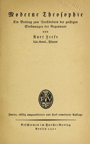 Cover of: Moderne Theosophie by Kurt Leese