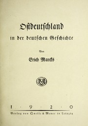 Cover of: Ostdeutschland in der deutschen Geschichte by Erich Marcks