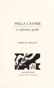 Cover of: Willa Cather: a reference guide