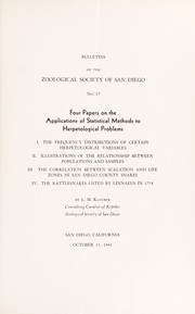 Cover of: Four papers on the applications of statistical methods to herpetological problems