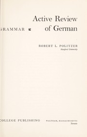 Cover of: Active review of German; a German review grammar