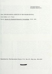 Cover of: Psychological aspects of the Welsh revival | Fryer, A. T. Rev