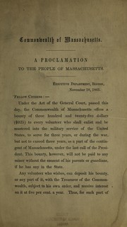 Cover of: A proclamation to the people of Massachusetts ... November 18, 1863