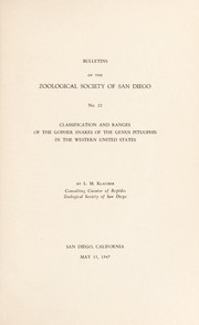 Cover of: Classification and ranges of the gopher snakes of the genus Pituophis in the western United States