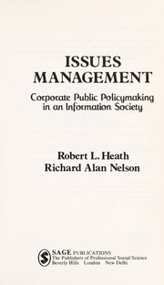 Cover of: Issues management: corporate public policymaking in an information society