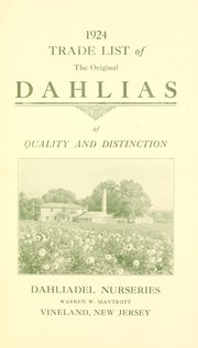 Cover of: 1924 trade list of the original dahlias of quality and distinction
