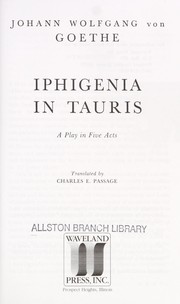 Cover of: Iphigenia in Tauris : a play in five acts by 