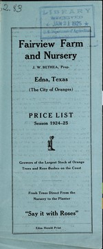 Price list by Fairview Farm & Nursery (Edna, Tex.)