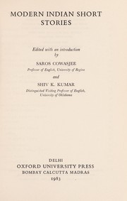 Cover of: Modern Indianshort stories by edited with an introduction by Saros Cowasjee and Shiv K. Kumar.