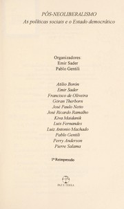 Po s-neoliberalismo by Emir Sader, Pablo Gentili, Atilio Borón