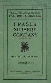Cover of: Annual wholesale price list of the Fraser Nursery Company (Incorporated) | Fraser Nursery Company