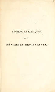 Cover of: Recherches cliniques sur la m©♭ningite des enfants